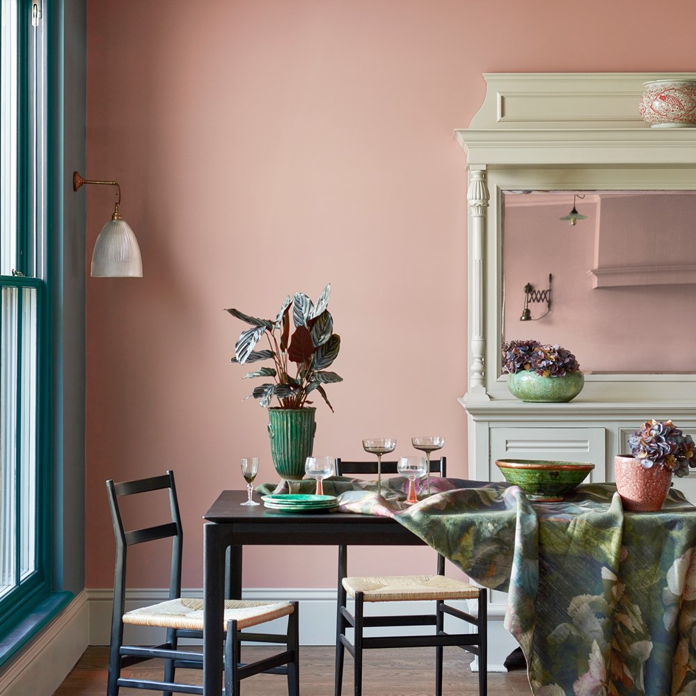 Water Based Acrylic Eggshell Paint by Zoffany in Tuscan Pink